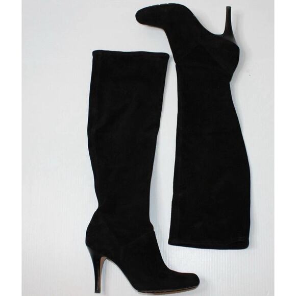COLE HAAN Air Aliya Black Suede Knee High Platform Heel Boots Size 9 M Ret$395 - Picture 1 of 12